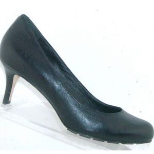 Cole Haan Air Talia black leather round toe slip on mid pump heels